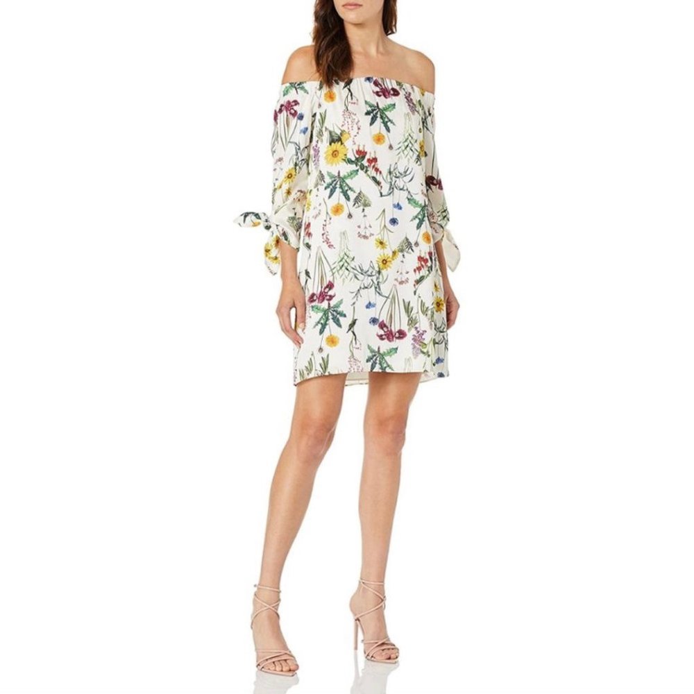 Bailey 44 Anthropologie White Floral Off the Shoulder Mini Dress NWT